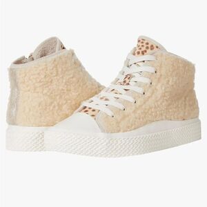 Revolve Dolce Vita Veola Plush Teddy Bear Shearling Leather Calf Hair Sneaker